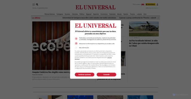 Security scan screenshot of https://eluniversal.com.co
