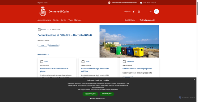 Security scan screenshot of https://www.comune.carini.pa.it