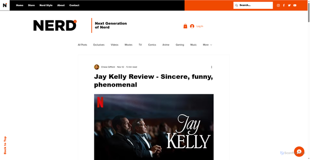 Security scan screenshot of https://www.nerdalert.world/post/jay-kelly
