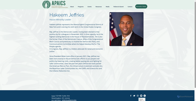 Security scan screenshot of https://www.apaics.org/team-3/hakeem-jeffries