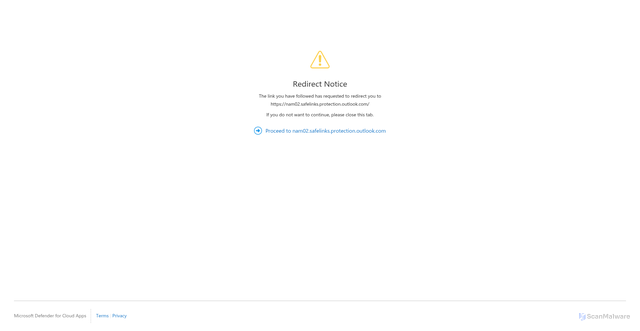Security scan screenshot of https://nam02.safelinks.protection.outlook.com.mcas.ms