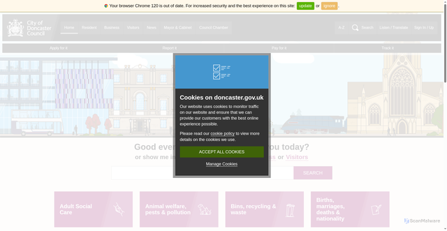 Security scan screenshot of https://www.doncaster.gov.uk/