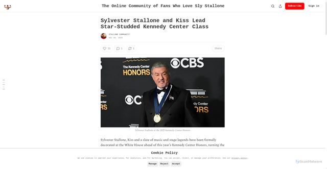 Security scan screenshot of https://www.stallone.community/p/sylvester-stallone-and-kiss-lead
