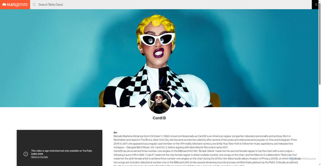 Security scan screenshot of https://sungenre.com/artist/cardi-b/