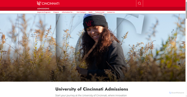Security scan screenshot of https://admissions.catalyst.uc.edu