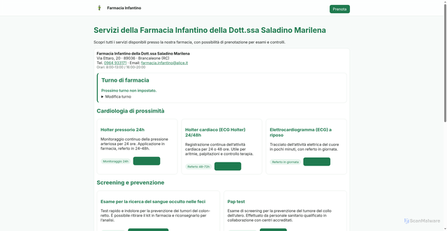 Security scan screenshot of http://farmaciainfantinodisaladinomarilena.com/
