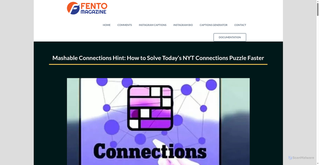 Security scan screenshot of https://fentomagazine.com/mashable-connections-hint-today/
