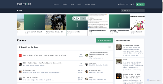 Security scan screenshot of https://espritroue.fr