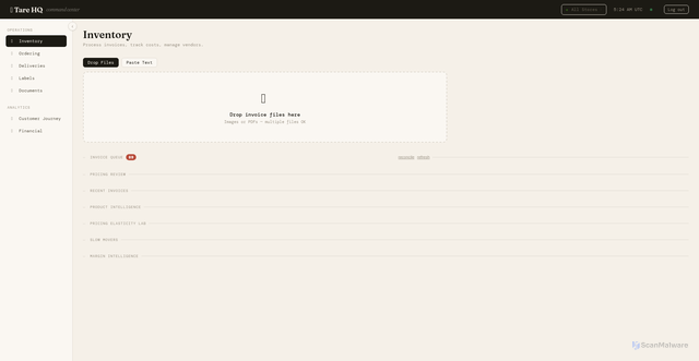 Security scan screenshot of https://tare-hq.pages.dev/'%20+%20logoUrl%20+%20'