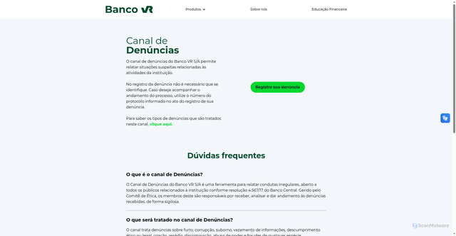 Security scan screenshot of https://bancovr.com.br/canal-de-denuncias/