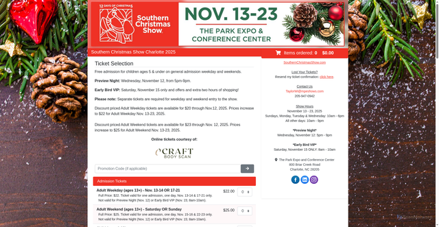 Security scan screenshot of https://southernchristmasshowcharlotte.mpetickets.com/