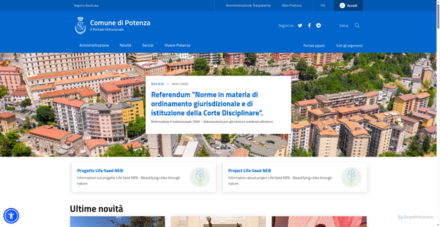 Security scan screenshot of https://www.comune.potenza.it/