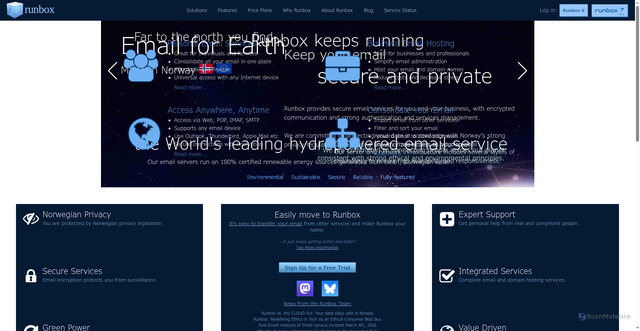 Security scan screenshot of https://mx.runbox.com