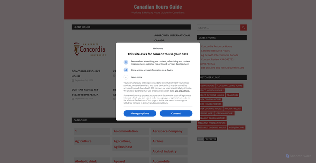 Security scan screenshot of https://canadian-hoursguide.com