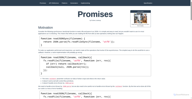 Security scan screenshot of https://www.promisejs.org