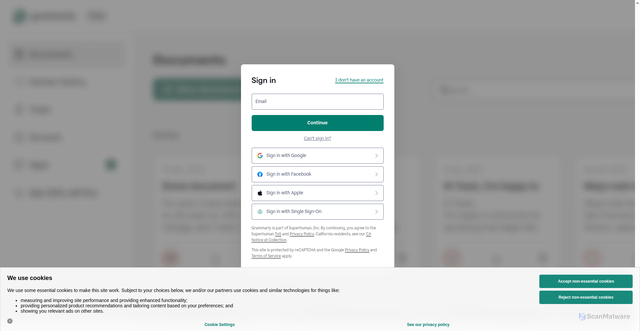 Security scan screenshot of https://account.grammarly.com
