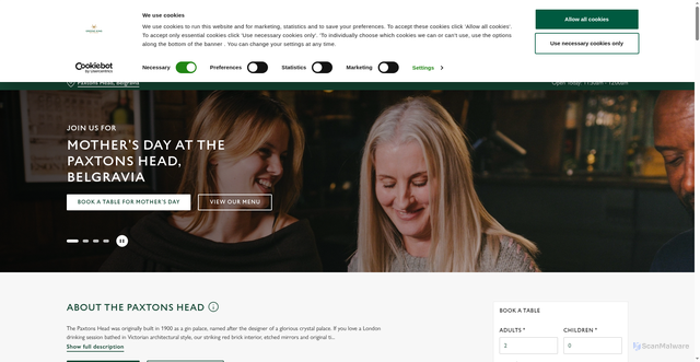 Security scan screenshot of https://www.greeneking.co.uk/pubs/greater-london/paxtons-head