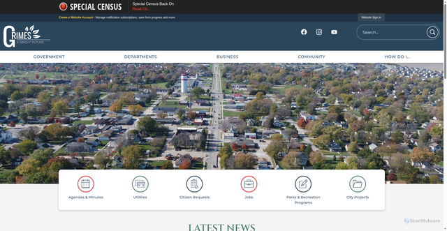 Security scan screenshot of https://grimesiowa.gov/