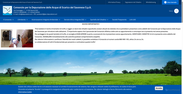 Security scan screenshot of https://www.depuratore.sv.it/