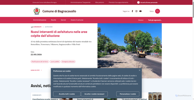 Security scan screenshot of https://www.comune.bagnacavallo.ra.it