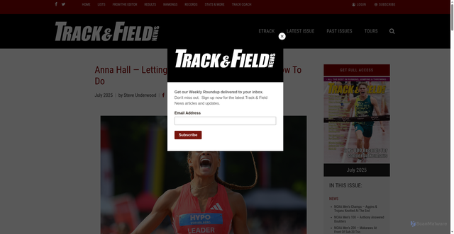 Security scan screenshot of https://trackandfieldnews.com/article/anna-hall-letting-her-body-do-what-it-knows-how-to-do/