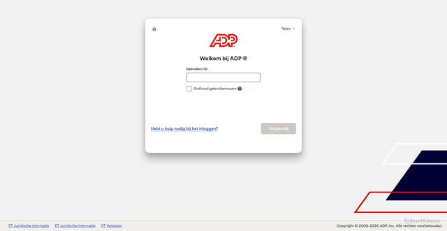 Security scan screenshot of https://online.nl.adp.com