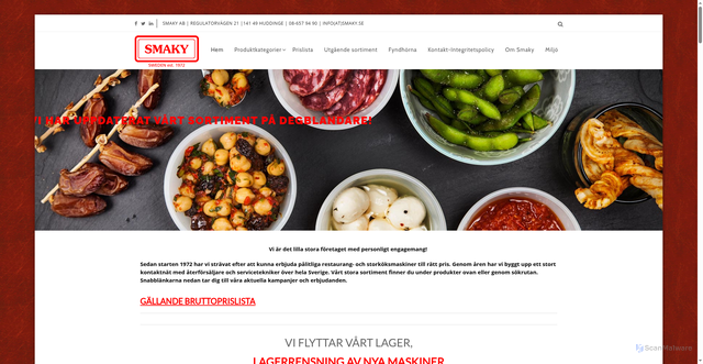Security scan screenshot of http://www.smaky.se/