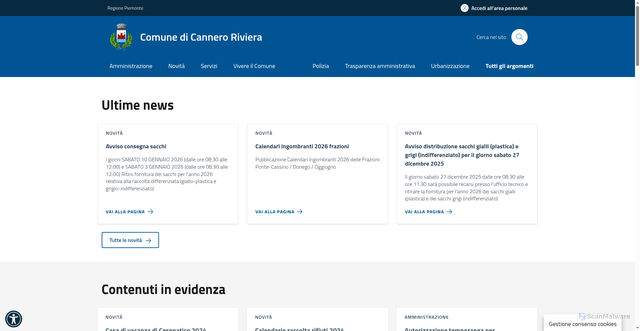 Security scan screenshot of https://comune.canneroriviera.vb.it/