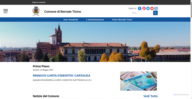 Security scan screenshot of https://www.comune.bernateticino.mi.it