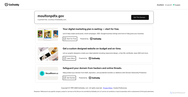 Security scan screenshot of https://moultonpdtx.gov/