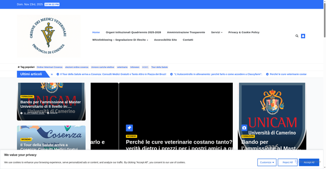 Security scan screenshot of https://www.ordineveterinaricosenza.it/