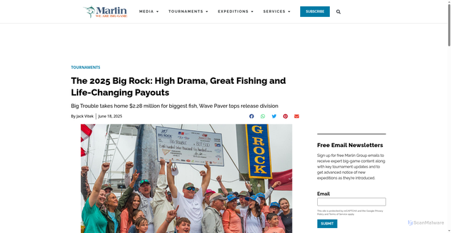 Security scan screenshot of https://www.marlinmag.com/tournaments/big-rock-blue-marlin-tournament-2025-results/