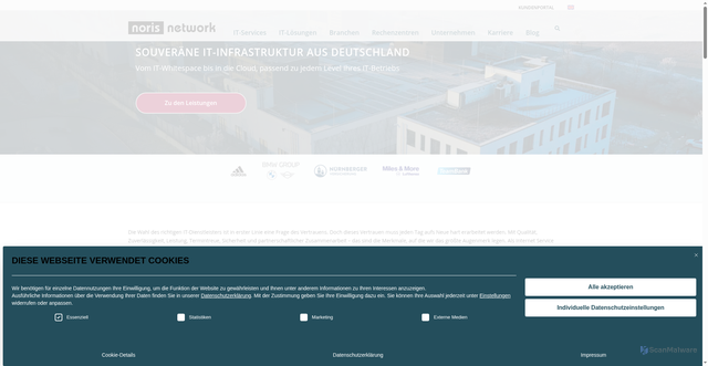 Security scan screenshot of https://noris.net
