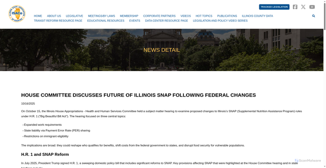 Security scan screenshot of https://www.isacoil.org/News/11029/House-Committee-Discusses-Future-of-Illinois-SNAP-Following-Federal-Changes/news-detail/