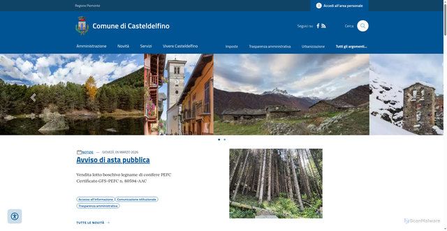 Security scan screenshot of https://www.comune.casteldelfino.cn.it