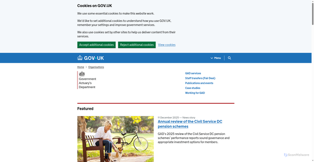 Security scan screenshot of https://www.gov.uk/government/organisations/government-actuarys-department
