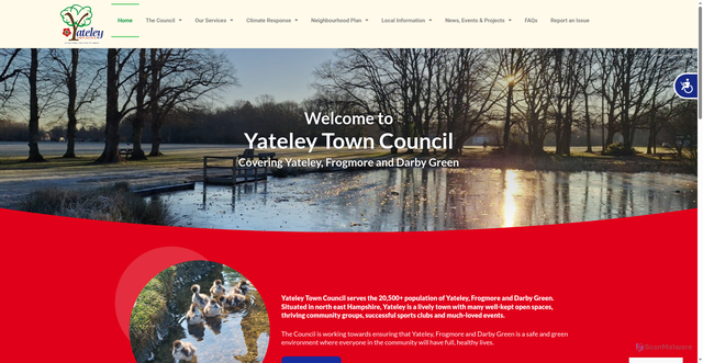 Security scan screenshot of https://www.yateley-tc.gov.uk/