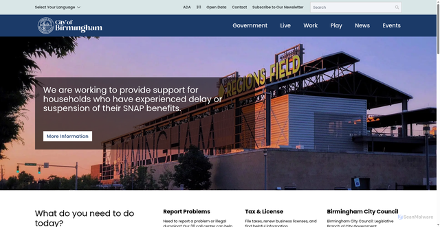 Security scan screenshot of https://www.birminghamal.gov/