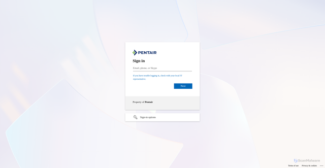 Security scan screenshot of https://pentaircloud.sharepoint.com