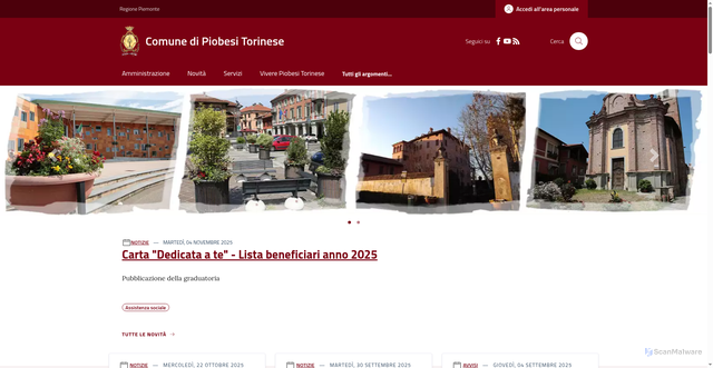 Security scan screenshot of https://www.comune.piobesi.to.it/