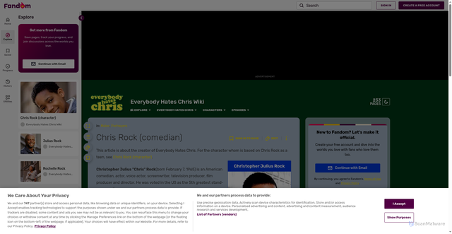 Security scan screenshot of https://everybodyhateschris.fandom.com/wiki/Chris_Rock_(comedian)
