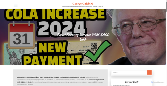 Security scan screenshot of https://georgecalebm.pages.dev/pukwy-new-social-security-increase-2025-600-lakh-ppnbt/