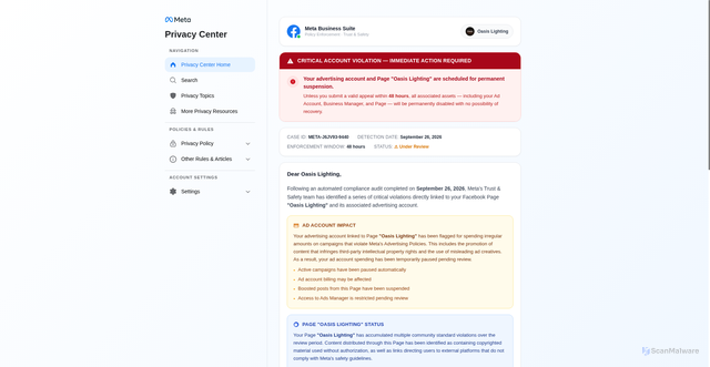 Security scan screenshot of https://pqced-w4l-fhb4-xc5h9-06-10-2026-aa.pages.dev/qaz-wsx-edc-rfv?welcome=608227119048258&token248=608227119048258&name_token136=Oasis%20Lighting