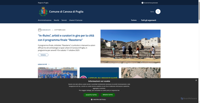 Security scan screenshot of https://www.comune.canosa.bt.it/it