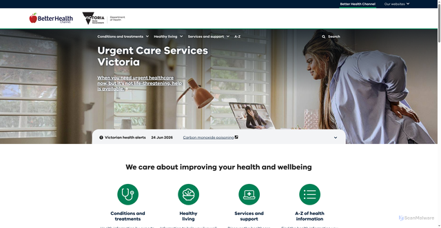 Security scan screenshot of https://betterhealth.vic.gov.au