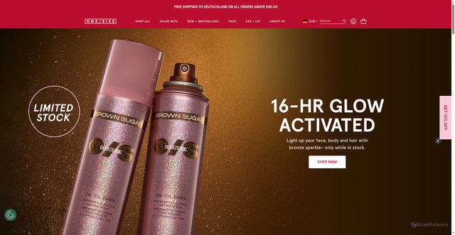 Security scan screenshot of https://onesizebeauty.com