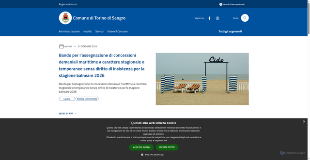 Security scan screenshot of https://www.comune.torinodisangro.ch.it/it