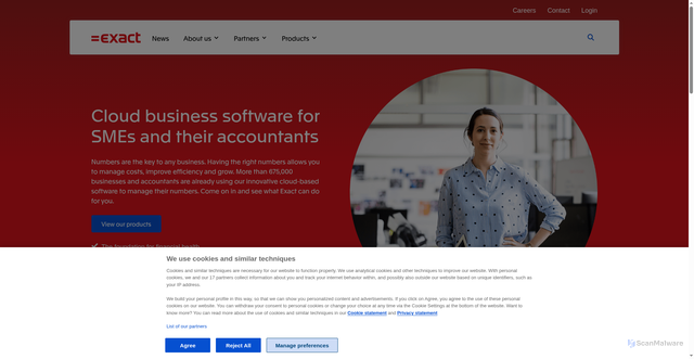 Security scan screenshot of https://www.exact.com