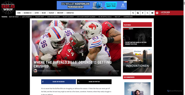 Security scan screenshot of https://wbuf.com/buffalo-bills-run-defense/