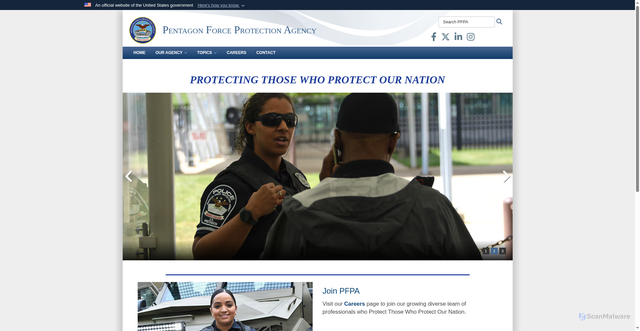 Security scan screenshot of https://www.pfpa.mil/